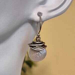 12-13mm Cultured Coin Pearl Drop Earrings in Sterling Silver